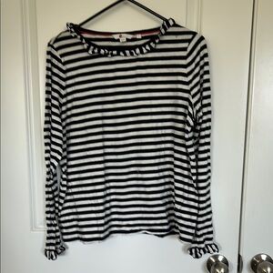 Boden Black and White Striped Blouse